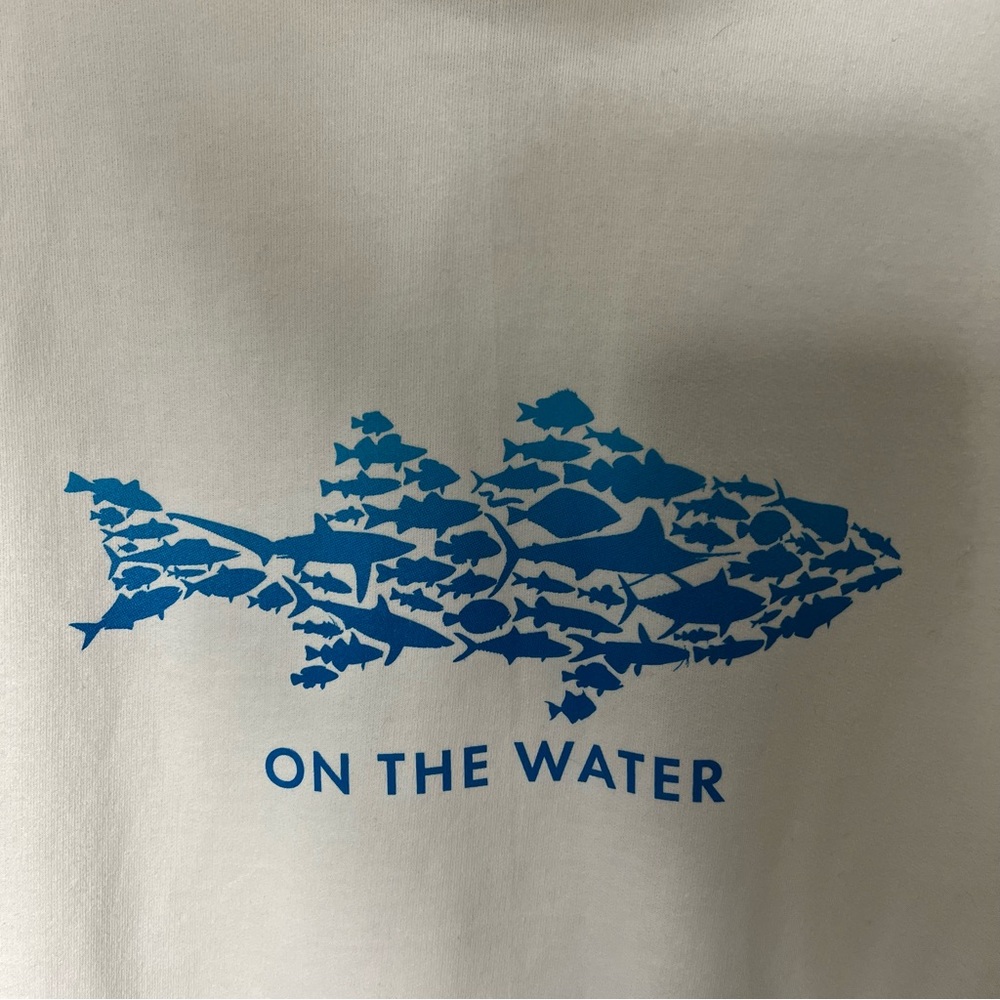 NEW OTW On the Water Fish Fisherman Cream Hoodie Sweatshirt Pullover *J - Picture 4 of 8